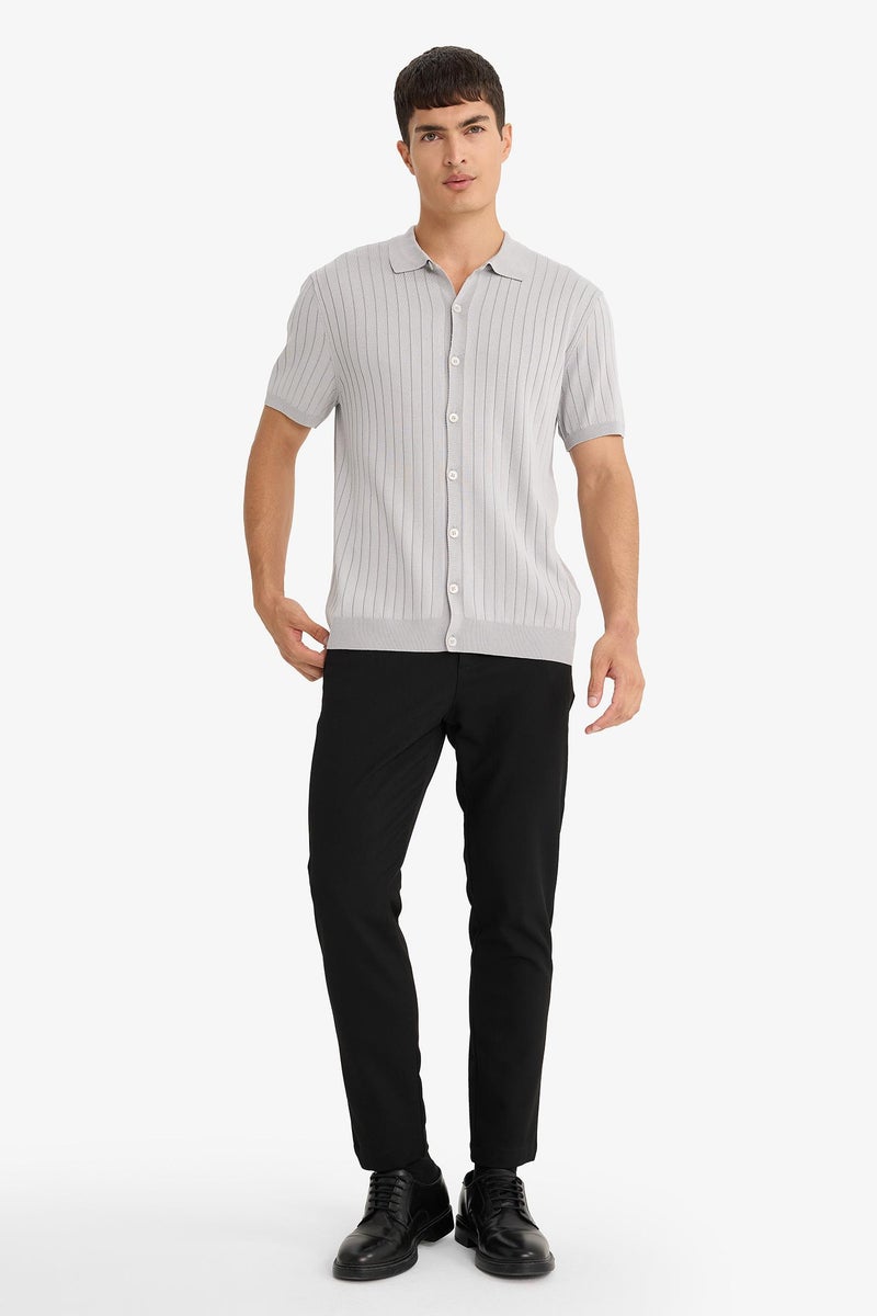 DeFacto Grey Man Standard Fit Polo Collar Knitwear Short Sleeve Polo T-Shirt Casual - Image 5